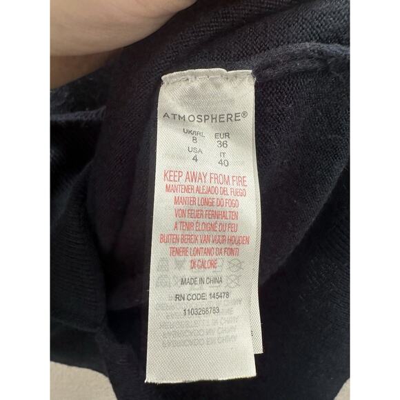 Atmosphere Womens Top Size 4 Navy Blue Long Sleeve Round Neck Knit - Picture 5 of 11